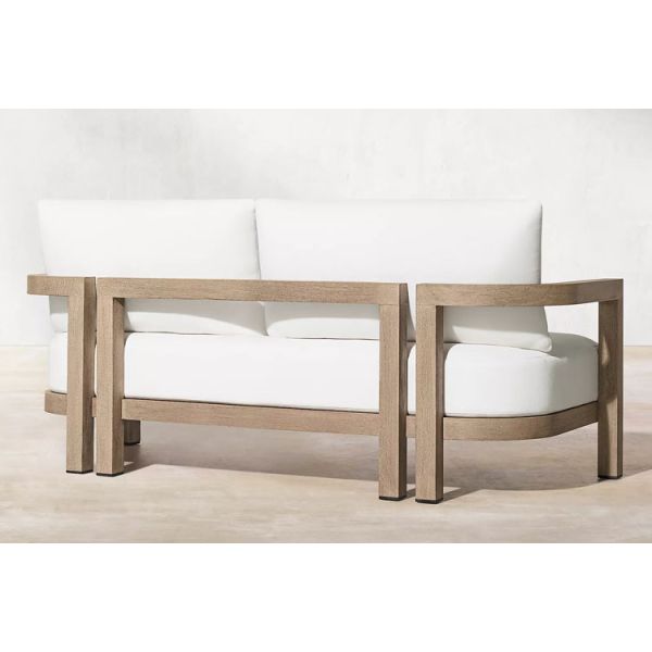 Modern Outdoor Leisure Teak Wood Sofa Hotel Terrace Garden Soft Couch Set