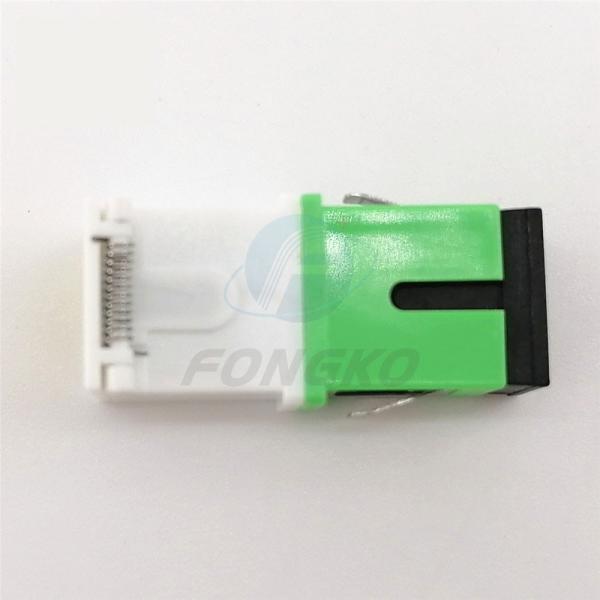Adaptador de fibra de un solo modo Concha blanca verde SC/APC Adaptador de obturador automático con metralla y estabilidad a temperatura ≤ 0,20 dB