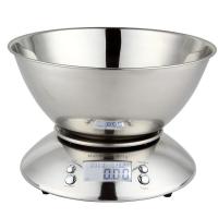 Electronic Stainless Steel Kitchen Scale 1g Bowl Scale Temperature Function Peel Fruit/Baking Weighing Features Battery Powered