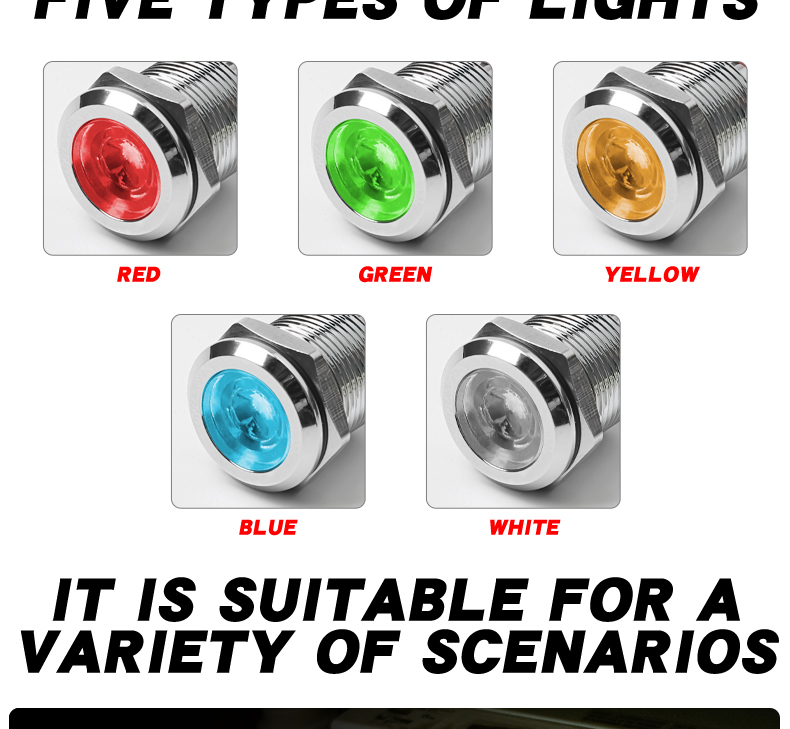 6mm Metal LED Indicator Lights High Brightness IP65 Rated Multi-Color Durable and Versatile for Equipment