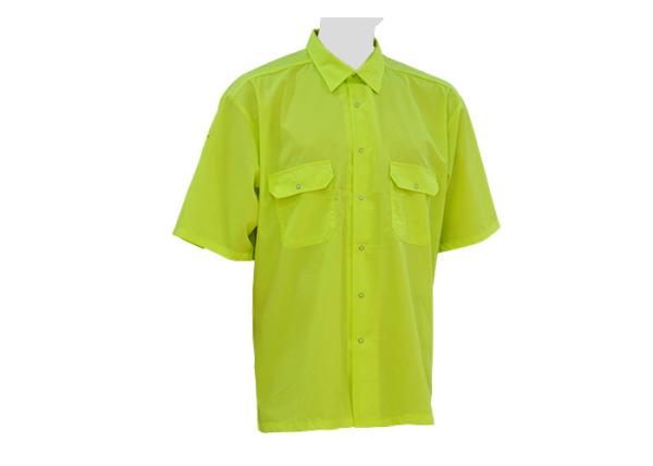 Fluroscent Yellow 100 Polyester Work Shirts / Men'S Polyester Short Sleeve Shirts