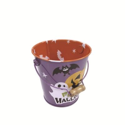 Cubeta de EVA Halloween Printed Tin Boxes reciclável com punho