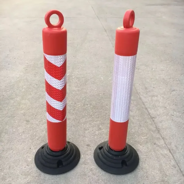 PE Material Flexible Warning Post Traffic Bollard with 80cm Height and Rubber Base for Road Safety