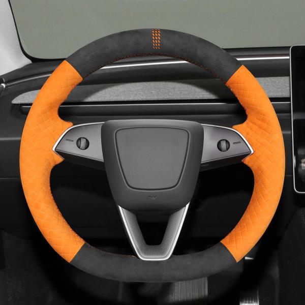 Customized High Quality Super Soft Suede Steering Cover For Tesla Model 3 2023-2024