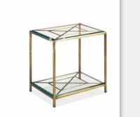 Stainless Steel Gilding Glass Top Coffee Table French Elegant