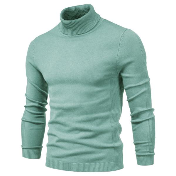 Solid Color Viscose/Cotton Pullover Sweater Slim Fit Turtleneck for Men's Casual Wear
