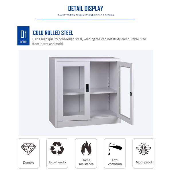 Gabinete de fichero de acero de la puerta de cristal con el armario de la puerta de la diapositiva del metal de la cerradura