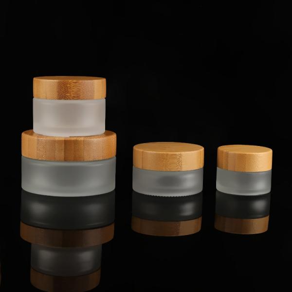 Customized Colors Skin Care Glass Bottle Jar Packaging Bamboo Products 5g15g 20g 30g 50ml 100ml 150ml 200ml 4oz 8oz