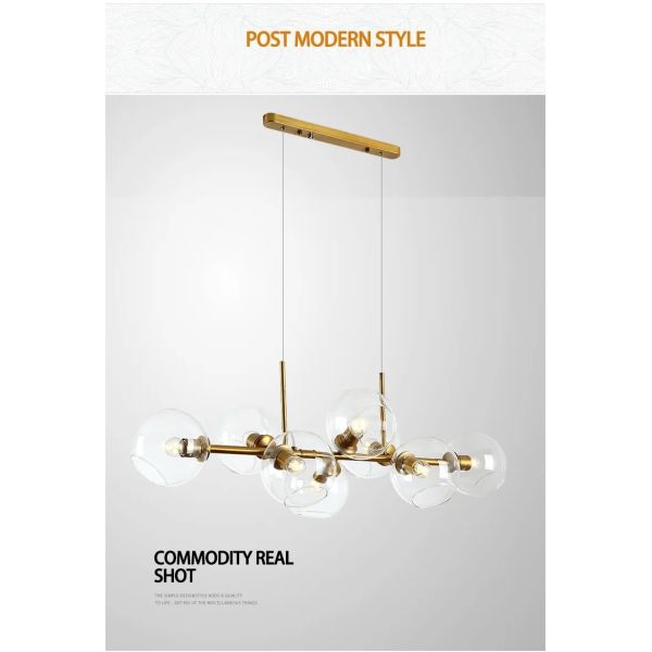 Nordic Glass Chandelier for Dining Room Kitchen Living Room Bedroom Glass Ball Black Ceiling Pendant Lamp (WH-AP-671)