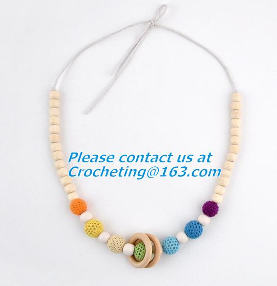Ivory Nursing Necklace Crochet Bead Breastfeed Necklace Beige Wood Breastfeeding Crochet F