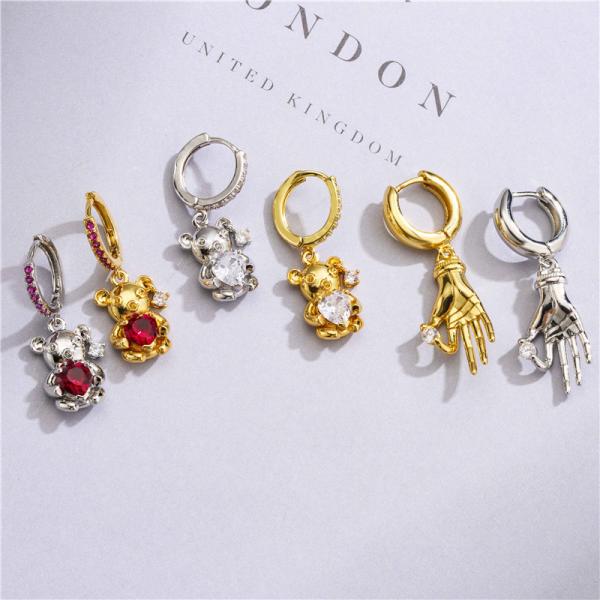 ODM OEM серег Кристл диаманта ювелирных изделий Кристл медвежонка стерлинговый серебряный