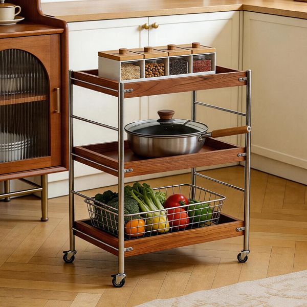 4 Tier Metal With Wheels Kitchen Fruit Vegetable Rack Sofa Coffee Tea Table Bedroom Bedside Organizer Stand Snack Trolley Shelf