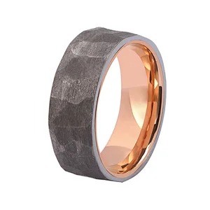 USA Popular Gold Inlay Hammered Tantalum Ring Classic Couple Mens Tantalum Wedding Ring