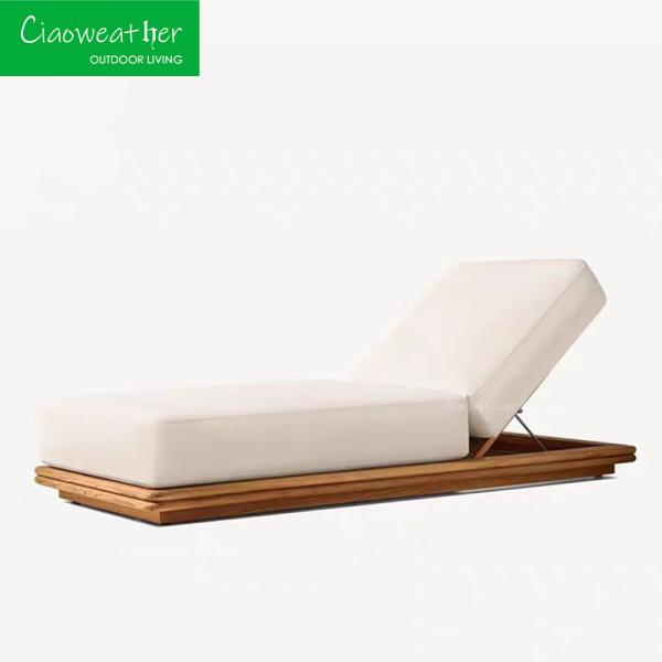 Modern Sun Loungers for Luxury Resort Chaise at Hotel Patio Outdoor Pool Teak