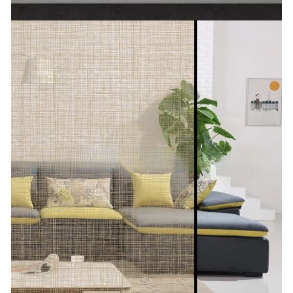 Modern Gold Gauze Pattern Translucent Glass Decorative Film 2 Mil Thick 1.52x30m/roll for Office Sliding Door Window Partition