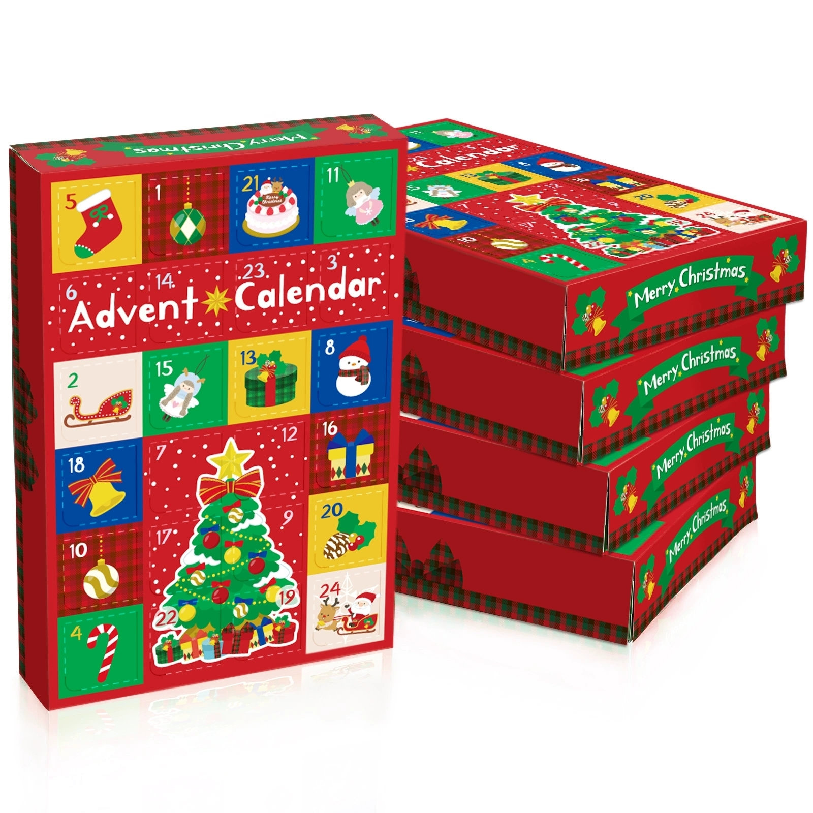 24 Day Christmas Advent Calendar Box Perforated Door Holiday Gift Packaging