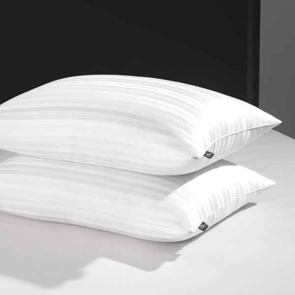 60 Fabric Count Memory Foam Goose Feather Down Pillow Queen Size 20x28 for Sleeping