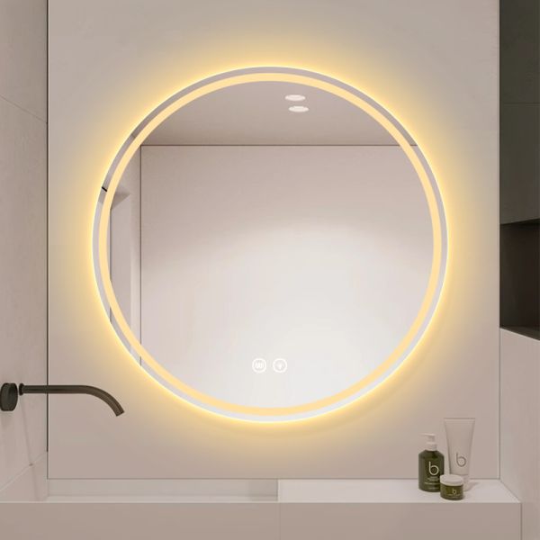 Modern Anti-Fog LED Light Touch Switch Wall-Mounted Luxury Mirror for Bathroom Decoration for Hotels Apartments Villas IP44