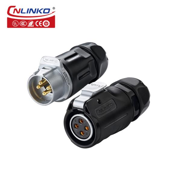 Cnlinko 500V 20A IP68 Connector Waterproof 4 Pin with Solder Connection Wire Waterproof Plug Connector