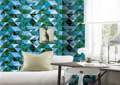 Korea Style Blue 3D PVC Wallpaper Non - Pasted For Hotel Background , 0.53*10m Size