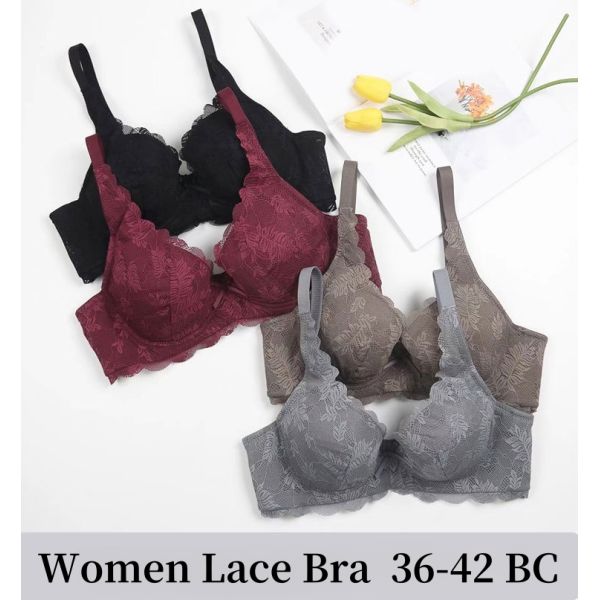 Lace Women Bra Three Hook-and-eye Wire Free Comfort Bra High Quality Lace Design Women Bra