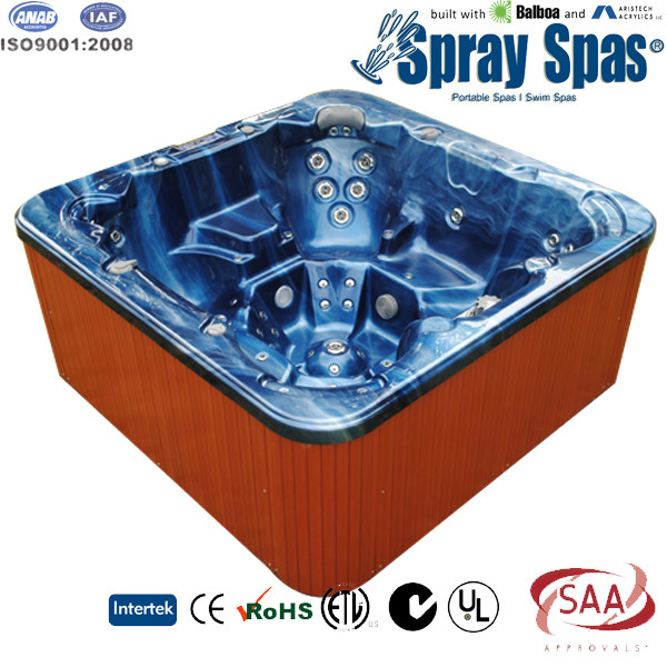 Acrylic square whirlpool massage bathtub outdoor hydro hot tub, 2100 * 2100 * 920mm H