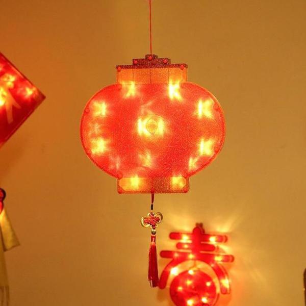 2022 Spring Festival Led Hanging Lights Interface Window Cup Suction Lantern Light Happy Chinese New Year Decorations
