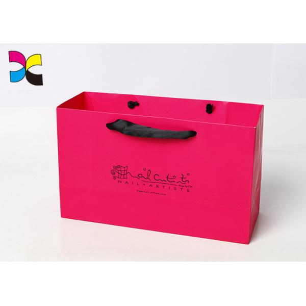 Window And Small Handle Printed Paper Bags For Chain Store / Supermarket