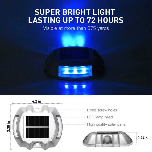 Solar Road Stud Light Outdoor Waterproof Reflective Traffic Warning Auto Charging