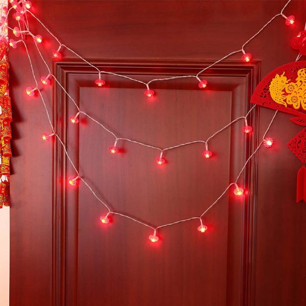 Traditional Knot Red Hanging Lantern LED String Light Battery Operated Party Supplies Lunar Chinese New Year Decorations 2022