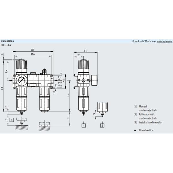 FRC-3/8-D-7-MIDI SMC регулировщик фильтра воздуха 5 микронов 1 ~ 16 бар 40 мм