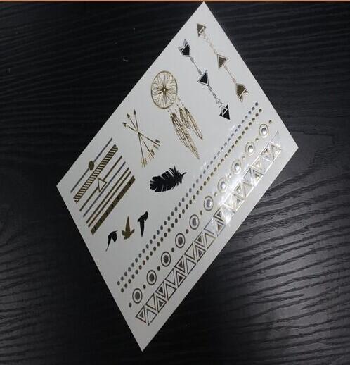 Gold Metallic foil Tattoos, silver metallic foil tattoo, gold and silver metallic tattoo,