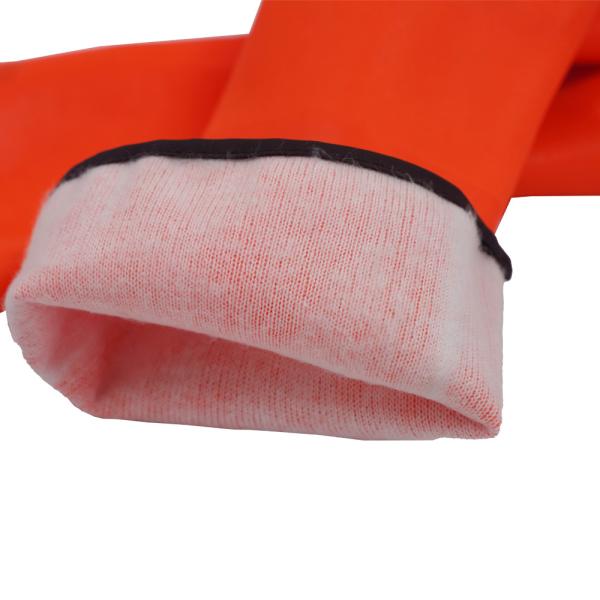 Industrial PVC Chemical Resistant Gloves With Textured Finish And Foam Liner 30cm / 35cm