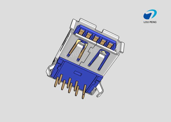 3.0MM USB A TYPE 9PIN FEMALE 90 °  Gold-Plated BLUE