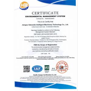 Jiangsu Sakoste Intelligent Machinery Technology Co., Ltd. Certifications