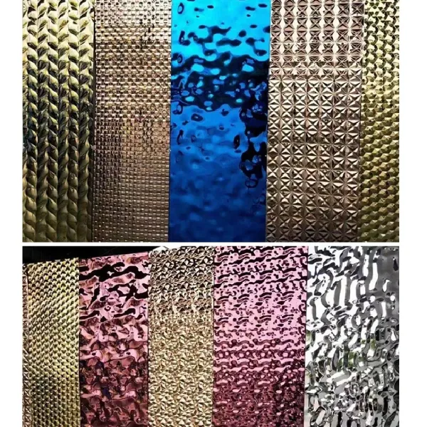 Bright Mirror AISI304 Stainless Steel Sheet with Water Ripple Pattern for Wall Panel Decoration