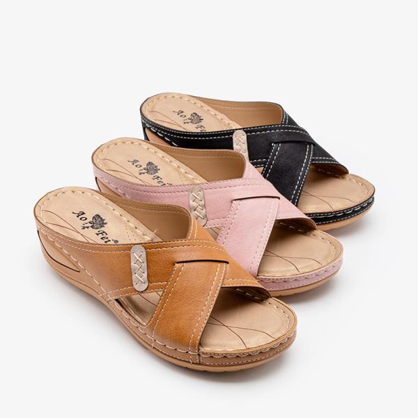 BS091 Summer 2021 New Style Sandals Women'S Retro Wedge Heel Car Stitching Mother Shoes Plus Size Women'S Slippers Sanda
