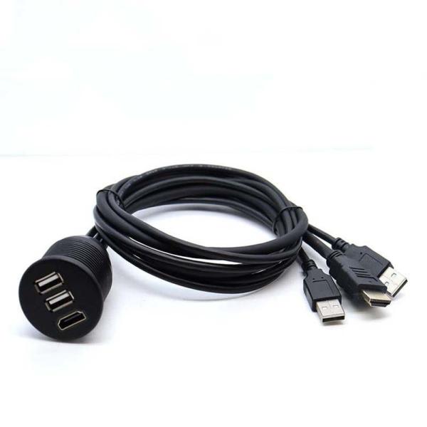 3 ports USB 2.0 mâle à USB 2.0 femelle câble d'extension imperméable à l'eau avec panneau de montage à vide pour voiture camion bateau ordinateur moto
