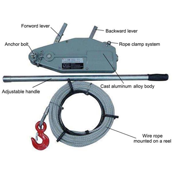Powerline Tirfor Tyler Tool Aluminum Wire Rope Winch With Cable