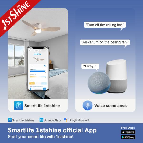 ABS blade App Control Save Space Smart Ceiling Fan For Low Ceiling