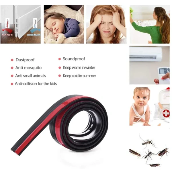 High Quality TPE Silicone Rubber Door Bottom Seal Strip Self-Adhesive Draft Stopper Weatherstrip