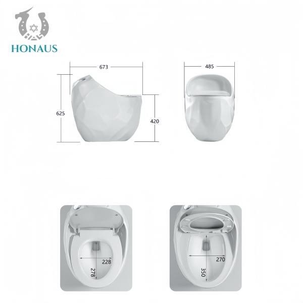 Art Design Best Ceramic One Piece Toilet Bowl Egg Shape Luxury 673*485*625mm