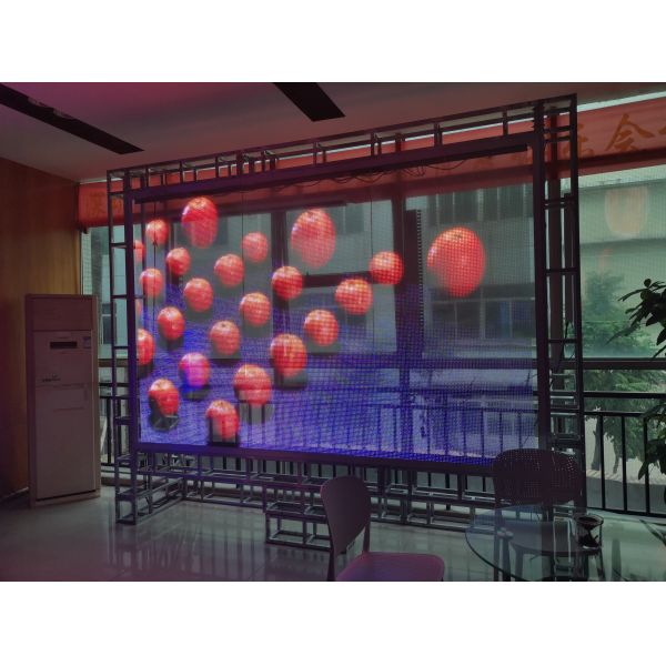 High Brightness P6.25 Transparent LED Holographic Screen 5000cd Ultra Thin Easy Install Low Power High Impact For Glass Window Advertising