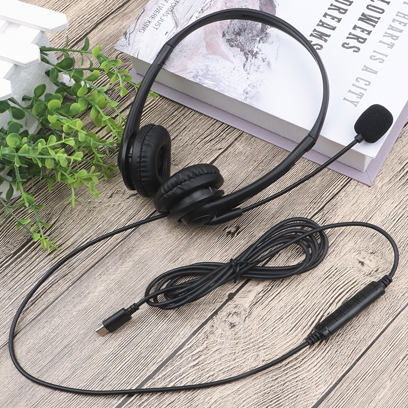 JTY-430 professional call center earphones with microphone, multiple plugs USB/Type-C/3.5mm wired earphones, comfortable to wear earphones, suitable for online learning and business conference calls