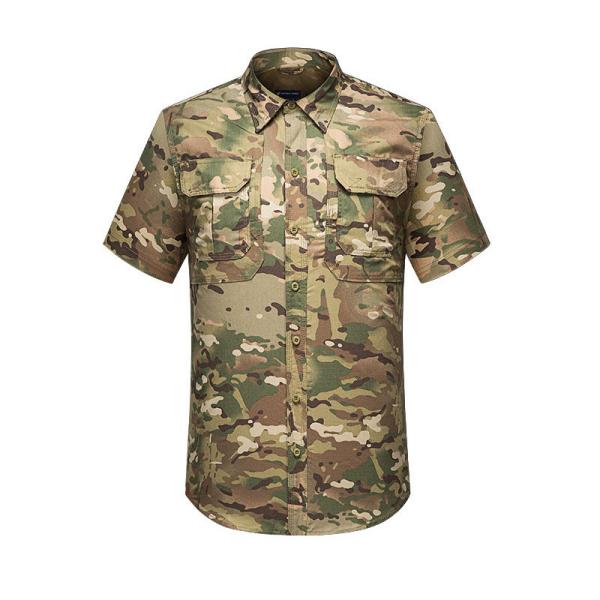 Polyester Breathable Camouflage Military Tactical Shirts Multi Pocket 180g Fabric
