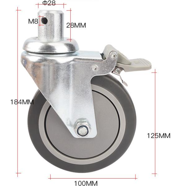 Колесо PU рицинусов больничной койки медицинское легкое для использования черного материала PU