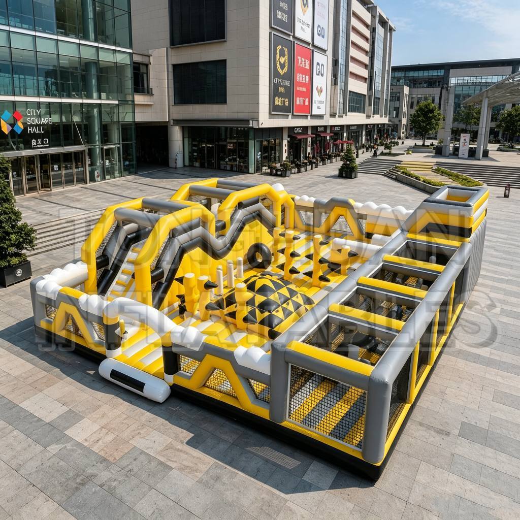 Custom Large Inflatable Obstacle Course with Climbing Walls Tunnels Balance Steps and Challenge Games for Malls Parks Schools and Commercial Rental Events
