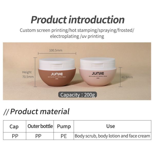 Wholesale Custom 200g Custom Printed Cosmetic Flip Cap Scrub Jar Packaging Body Lotion White Cosmetic Jar 200ml for Skincare