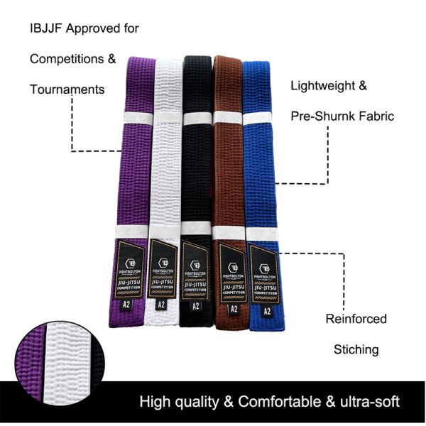 Lightweight Durable 100% Cotton BJJ Belt Pre Shurnk For Boys With Custom Logo