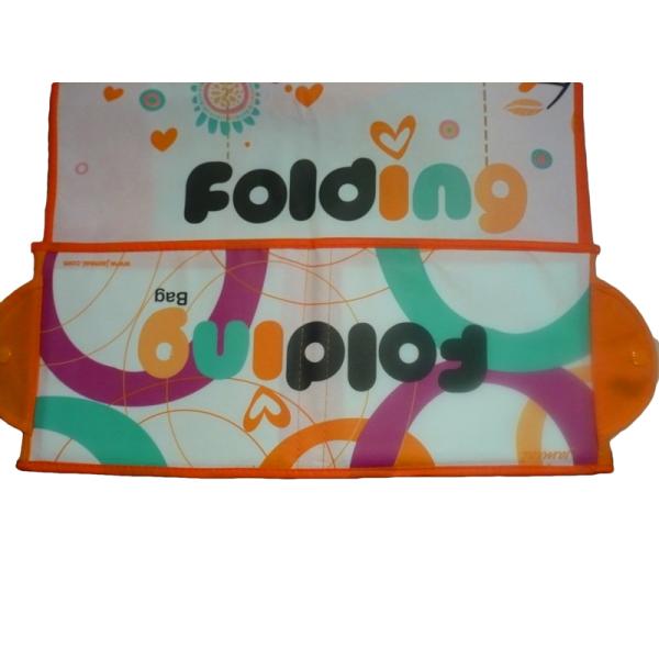 80g 4C Matt Coat Printing Shopping Bags, Non Woven Carry Bag With Orange Binding